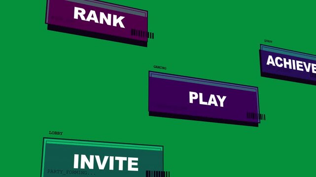 PLKX sliding in, floating tiles shifting, fixing text and settling to reveal menu on transparent bg