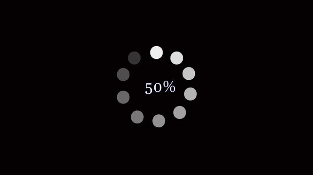 White Circular Loading Spinner with১০০and 0 Percent Indicator, Futuristic Buffering UI on Black Background