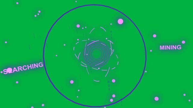 Blobs arriving causing purple hub to rotate, morph, and scan core for mining on transparent layer