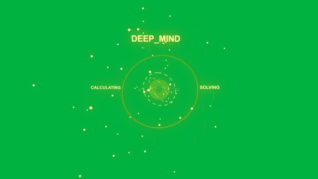 On load yellow blob pulsing, shedding droplets, rotating HUD, indicating AI; transparent BG