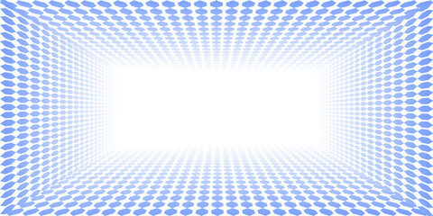 Abstract blue and white color of geometric shapes halftone pattern. Texture pixel Curved mosaic dotted background. Pop art template with copy space. Vector illustration.