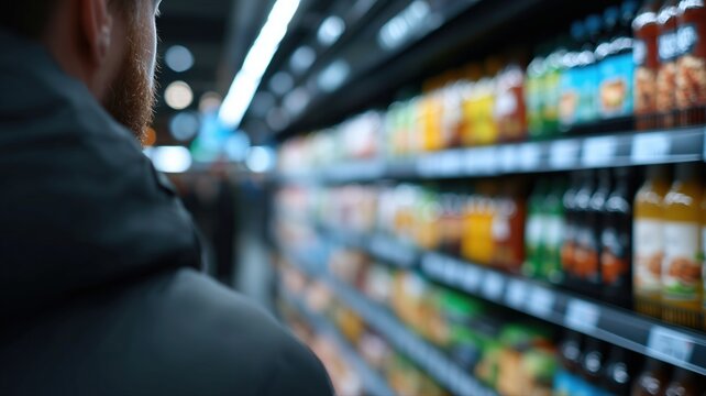 Innovative Einzelhandelsmedien in einem deutschen Supermarkt mit digitalem Display im Regal verbessern Kundenbindung und Marketing.
