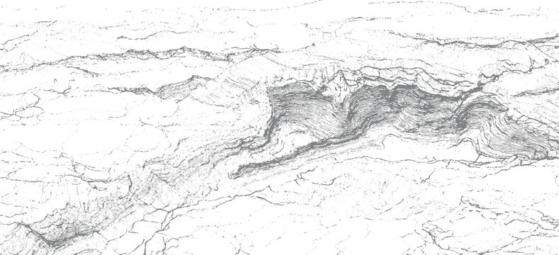 Detailed topographic map contour lines showing geological strata and mountain ridges in grayscale abstract
