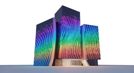 Colorful Modern Architecture with Rainbow Effect.
