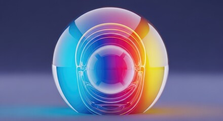 Obraz premium Abstract three dimensional sphere with multiple layers and colorful gradients