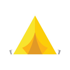 Fototapeta premium Yellow camping tent vector clipart isolated on white, flat outdoor adventure illustration