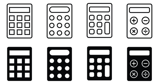 Calculator math symbol icon set