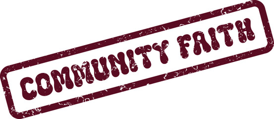 Community Faith distressed rubber stamp effect label for social and religious projects