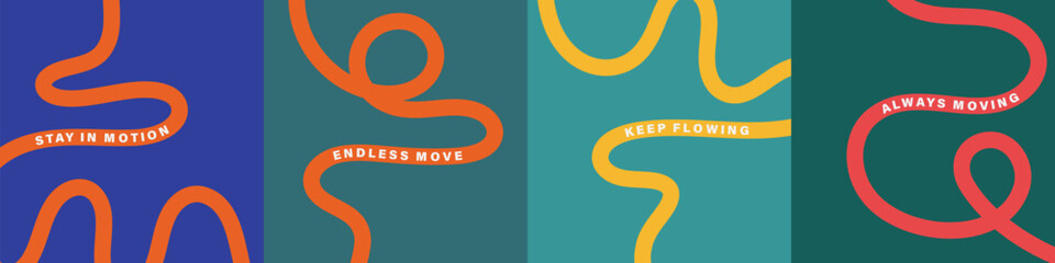 Obraz premium Vibrant abstract poster with flowing shapes in warm colors featuring colorful, fluid wavy lines for a dynamic, modern feel, motivational design typography for creative wall art