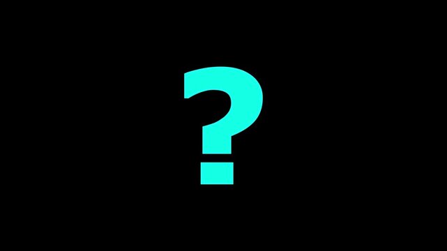 Glowing Cyan Question Mark Symbol on Black Background Inquiry Sign Query symbol