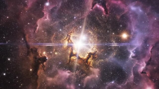 cosmic nebula supernova explosion with glowing stars and gas clouds