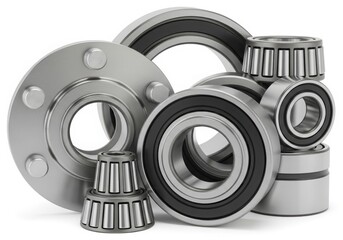 Assorted collection of various types of industrial bearings and components