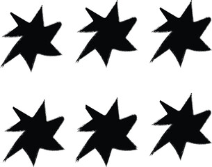 Six black stars on white background