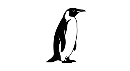 Obraz premium Penguin Standing Minimal Line Art – Black Outline Full Body Wildlife Vector Illustration Clean Silhouette