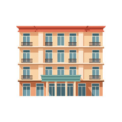 Naklejka premium Apartment building facade vector clipart, modern residential architecture illustration