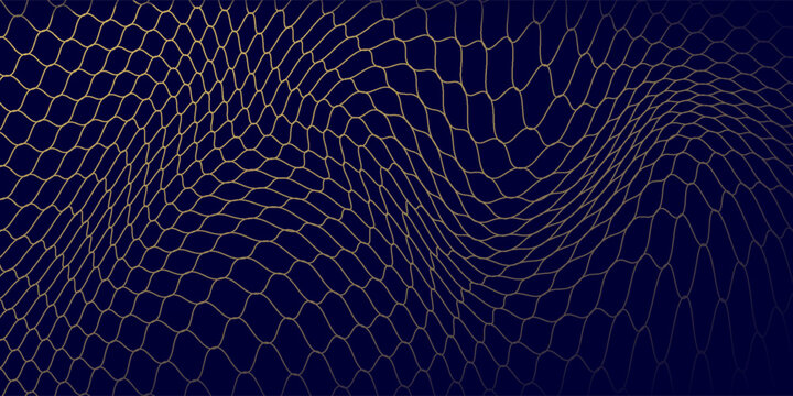 Abstract net background blue and gold for sports, Mesh texture for fishing nets. Seamless pattern for sportswear or soccer goal, volleyball net, basketball hoop, hockey, athletics. Vector