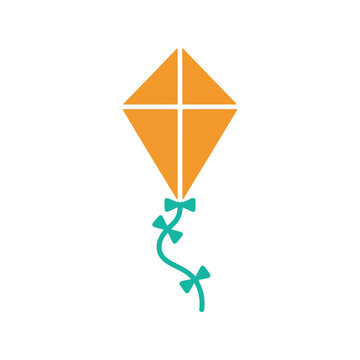 Kite vector clipart isolated, simple orange geometric kite illustration for kids design