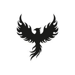 Obraz premium Black phoenix silhouette on white background vector illustration