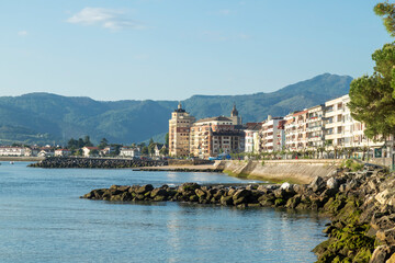 Fototapeta premium Marina on Bidassoa, Hondarribia, Fontarrabie, Guipuscoa, Spanish Basque Country, Spain