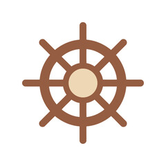 Obraz premium Ship Wheel Vector Clipart Icon – Nautical Steering Helm Symbol for Marine Design