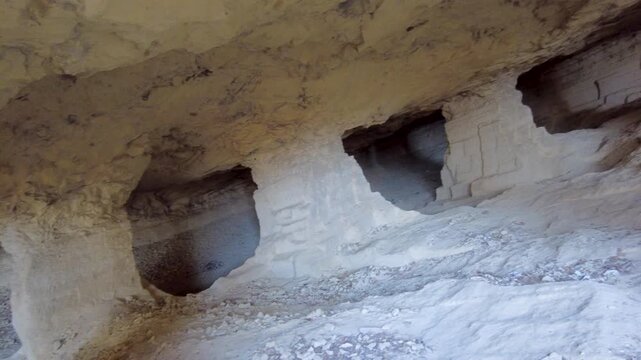 White quarry (Beli majdan on serbian) is old abandoned mine on Fruska gora mountain, Serbia. Abandoned Rock Quarry. 4K stock video