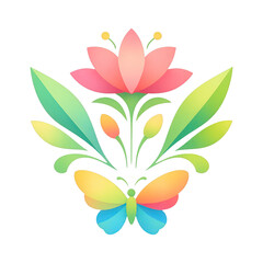 Naklejka premium PNG Colorful floral butterfly design