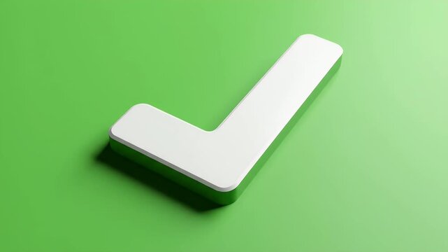 A white checkmark with a green edge is placed on a vibrant green background