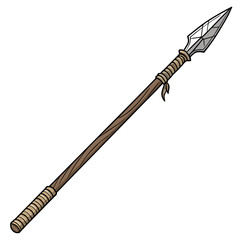 Traditional spear with wooden handle and metal tip