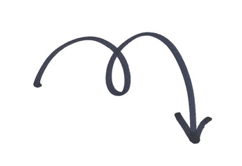 Obraz premium Hand-drawn black arrow icon brush stroke, black arrow marker is isolated on a transparent background.