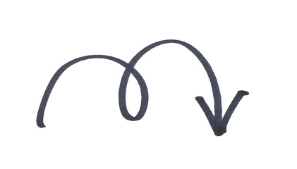 Obraz premium Hand-drawn black arrow icon brush stroke, black arrow marker is isolated on a transparent background.