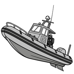 Gray and black boat with a man on board person © md razab 1122