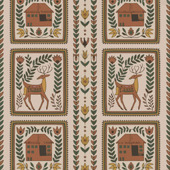 Tropical seamless pattern design, vintage seamless floral pattern art