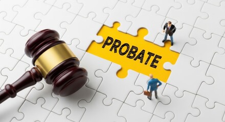 Legal process of probate depicted with puzzle piece and gavel illustration