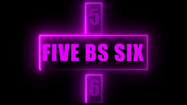 Pink Neon Countdown Step Interface with FIVE BS SIX Text, Futuristic Glowing UI Panel