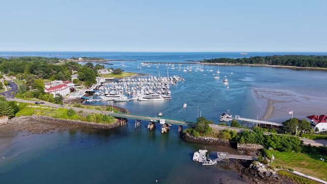 Aerial view of Sanders Poynt and the outlet of the Piscataqua River in New Castle, New Hampshire