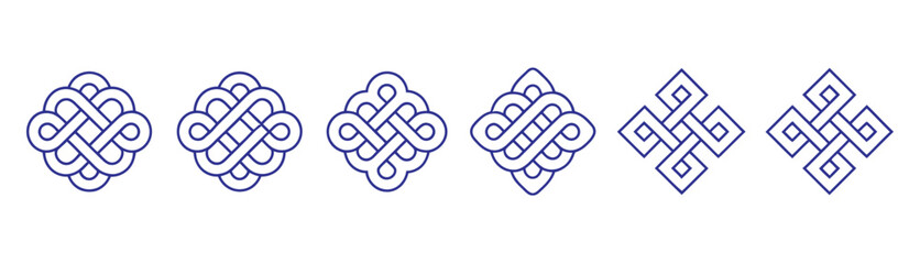 Obraz premium Celtic knot eternal line icons set for traditional cultural ornament