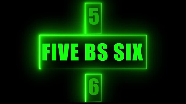 Green Neon Countdown Step Interface with FIVE BS SIX Text, Futuristic Glowing UI Panel