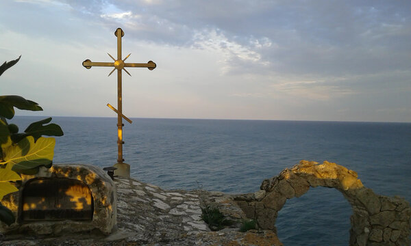 cross in the sea peninsula cape kaliakra black sea bulgaria