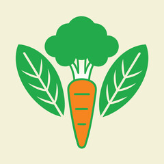 A vibrant illustration of a carrot growing beneath a stylized green tree with leaves