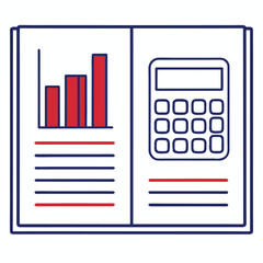 Illustration of financial analysis combining a bar chart and calculator on a notepad