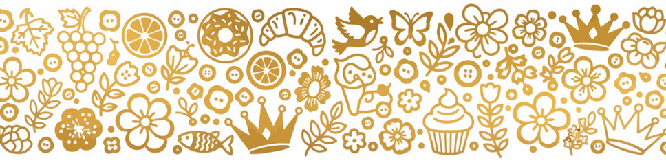 Collection of golden icons representing various celebrations and festivities.