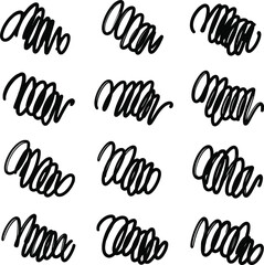 Obraz premium Black Scribble and Swirl Brush Strokes on White Background