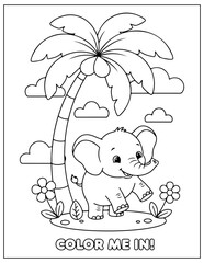 Cute Jungle Animals Coloring Pages for Preschoolers