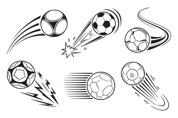 Dynamic Soccer Ball Motion Illustrations Set &ndash; Speed and Impact Sports Graphics