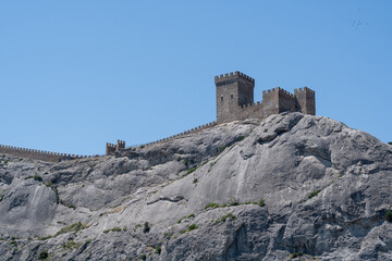 View of the remains of the Genoese fortress in Sudak, Crimea