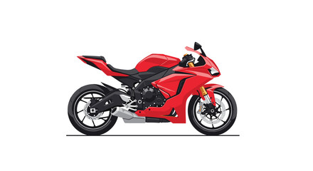 Obraz premium Sleek red sport motorcycle with black wheels, profile view.