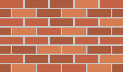 Fototapeta premium A seamless pattern of a brick wall with alternating shades of red and orange bricks and light gray mortar lines.