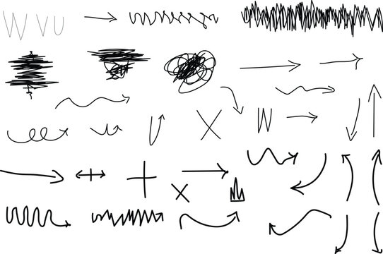 vector set of hand drawn arrows