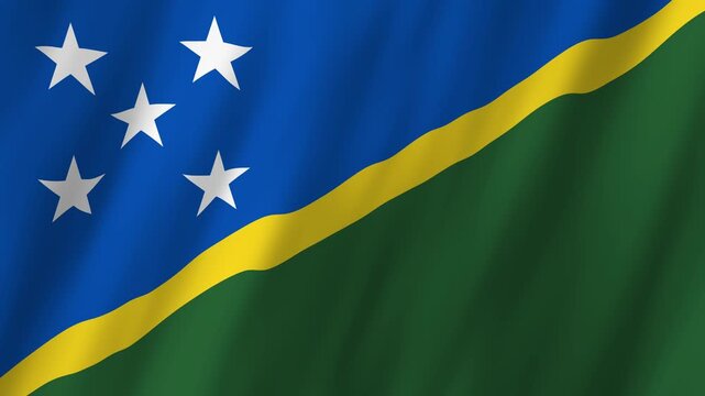 Solomon Islands Flag Waving, Melanesian Pacific Nation, 4K Animation