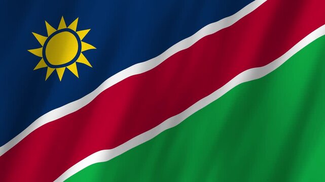 Namibia National Flag Waving, Republic of Namibia 4K Animation